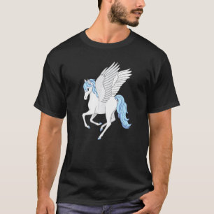 Pretty Blue White Pegasus Flying Horse T-Shirt