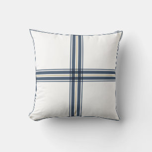 Pretty Blue White Plaid Farmhouse Country Stylish Throw Pillow