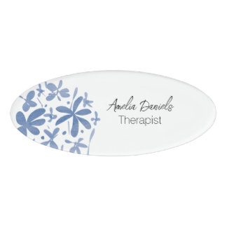 Pretty Blue Wildflower Name Tag
