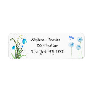 Pretty Blue Wildflower Wedding Return Address 