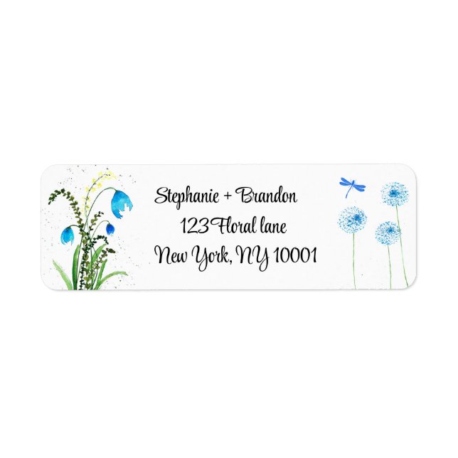 Pretty Blue Wildflower Wedding Return Address  (Front)