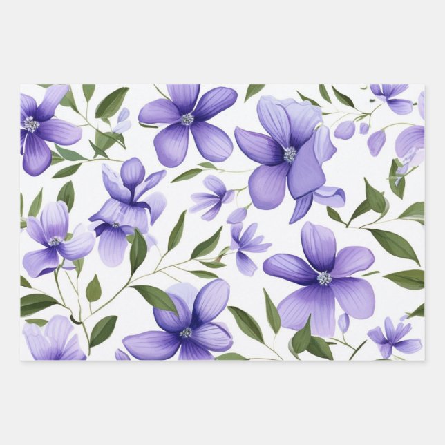 Pretty Blue Wrapping Paper Sheet (Front)