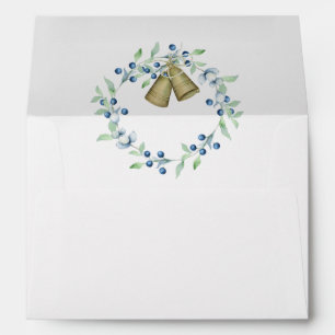Pretty Blue Wreath Script Elegant Custom Wedding Envelope