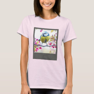 Pretty Blue & Yellow Bird on a Branch Photograph T-Shirt