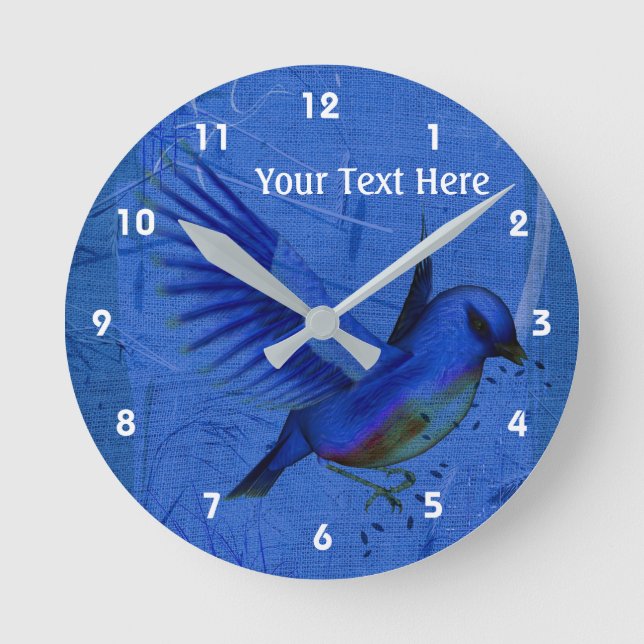 Pretty Bluebird Animal Art Round Clock (Front)