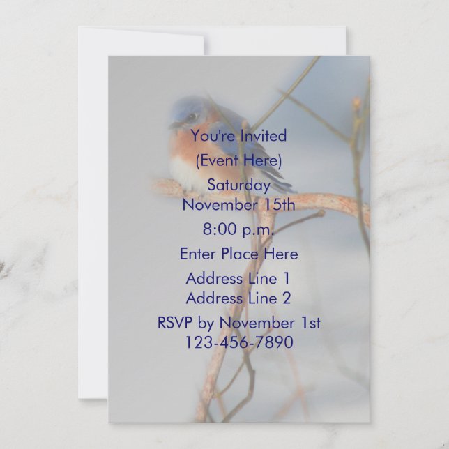 Pretty Bluebird Nature Party Invitation (Front)