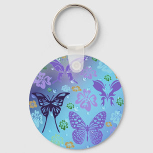 Pretty Blues Butterflies Keychain