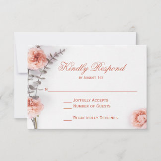 Pretty Blush Carnation Flowers Floral Wedding RSVP