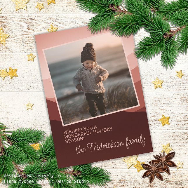 Pretty Blush Coral Pink Abstract Seasons Greetings Holiday Card (Creator Uploaded)