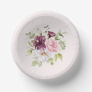 Pretty Blush Floral Baby Girl's Birthday Party Paper Plate