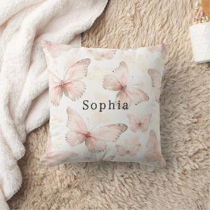 Pretty Blush Pink Butterflies Throw Pillow