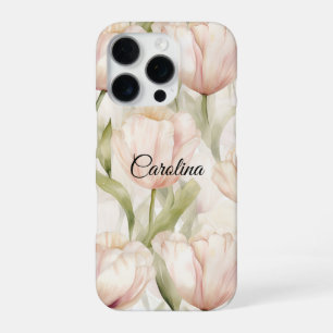 Pretty Blush Pink Cream Tulips Floral  iPhone 16 Pro Case
