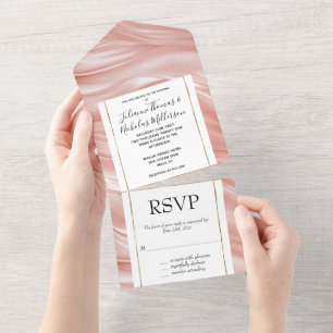 Pretty Blush Pink Elegant Glamourous Wedding All In One Invitation