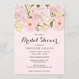 Pretty Blush Pink Floral Bridal Shower Invite