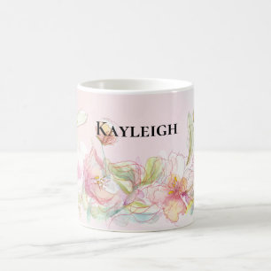 Pretty Blush Pink Floral Coffee Mug