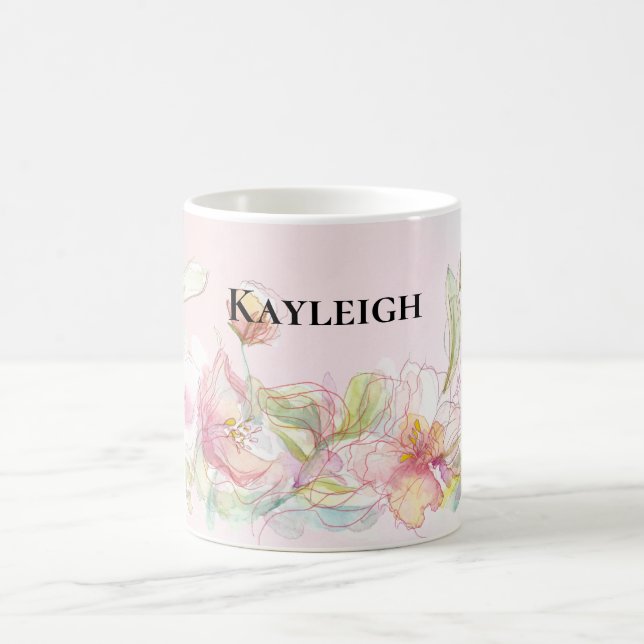 Pretty Blush Pink Floral   Coffee Mug (Center)