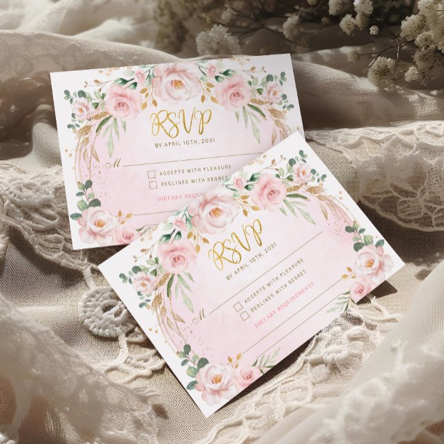 Pretty Blush Pink Floral Garden RSVP Enclosure Card (Creator Uploaded)