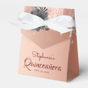 Pretty Blush Pink Floral Quinceanera Favor Box