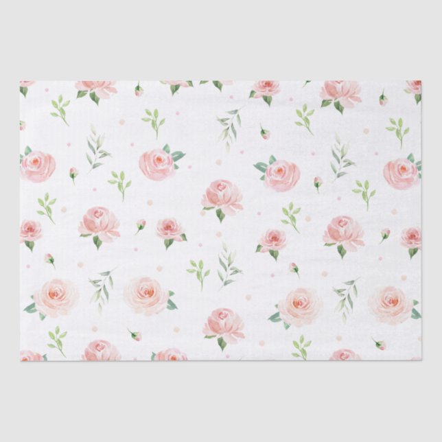 Pretty Blush Pink Floral Roses Flowers Decoupage Tissue Paper (Front)