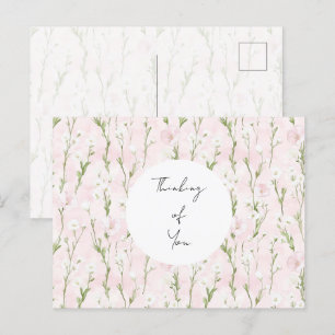 Pretty Blush Pink Floral Thinking of you Postcard