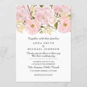 Pretty Blush Pink Floral Wedding Invitation