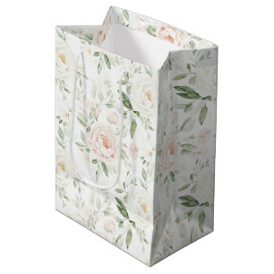 Pretty Blush Pink Floral Wedding Medium Gift Bag