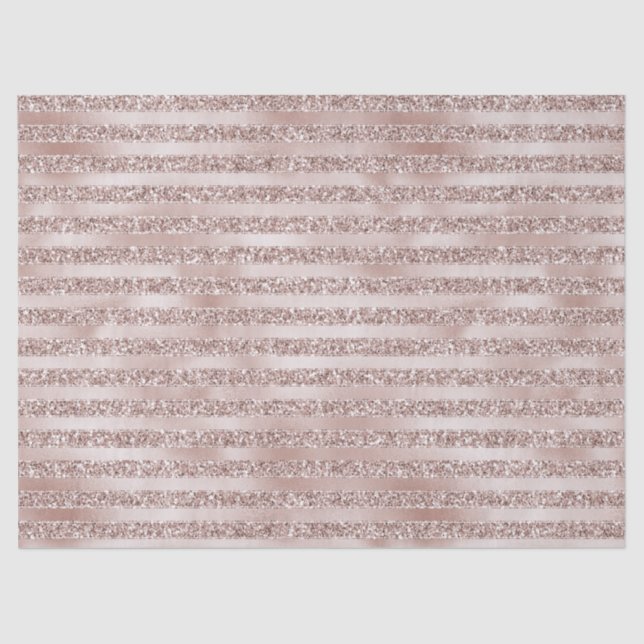 Pretty Blush Pink Glitter Glam Stripes     Tissue Paper (Front)