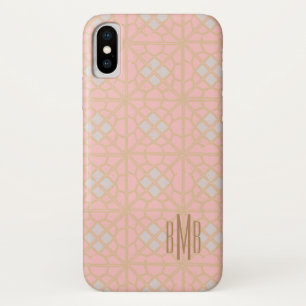 Pretty Blush Pink Gold Trendy Mosaic Tile Design Case-Mate iPhone Case