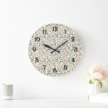 Pretty Blush Pink Green Leaves Floral   Large Clock<br><div class="desc">Pretty Blush Pink Green Leaves Floral</div>