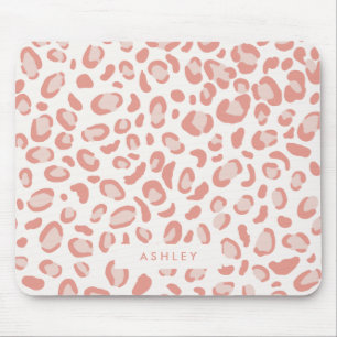 Pretty Blush Pink Leopard Pattern Mouse Pad