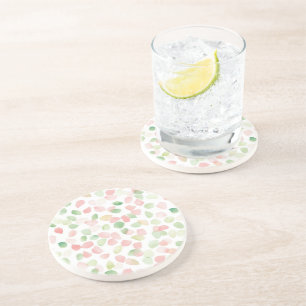 Pretty Blush Pink Mint Flower Petals   Coaster