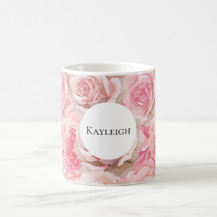 Pretty Blush Pink Roses Floral Coffee Mug