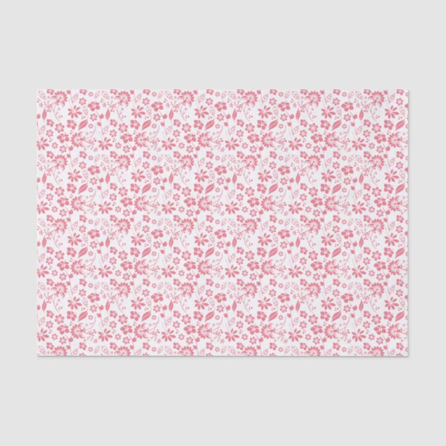 Pretty Blush Pink Tropical Spring Flowers Tissue Paper (Front)