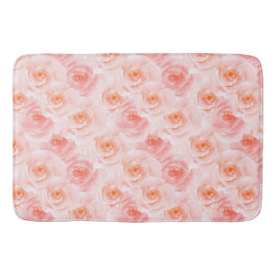 Pretty Blush Pink Watercolor Roses Bath Mat