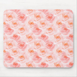 Pretty Blush Pink Watercolor Roses Mouse Pad
