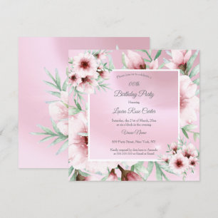 Pretty Blush Pink white floral Birthday Party Invitation
