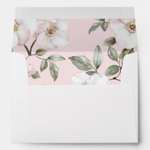 Pretty Blush Pink White Flowers Bridal Shower Envelope