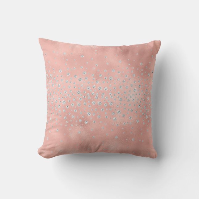 Pretty Blush Rose Bling Jewelled Throw Pillow (Front)