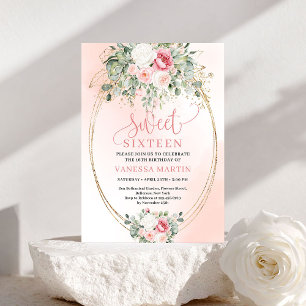 Pretty Blush Rose Sweet Sixteen Birthday Invitatio Invitation