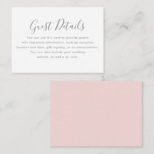 Pretty Blush Wedding Guest Detail Information Enclosure Card