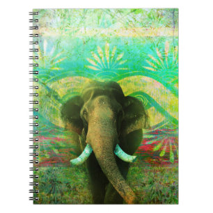 Pretty Bohemian Elephant Turquoise Tribal Pattern Notebook