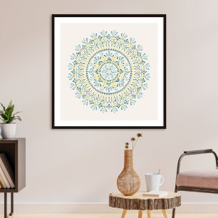 Pretty Bohemian Floral Mandala Girl's Art Print