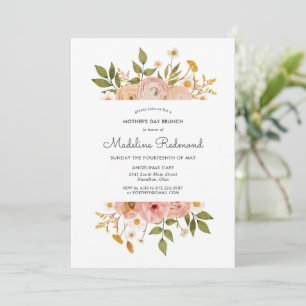 Pretty Bohemian Floral Mothers Day Brunch Invitation
