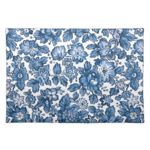 Pretty Boho Blue and White Floral Placemat