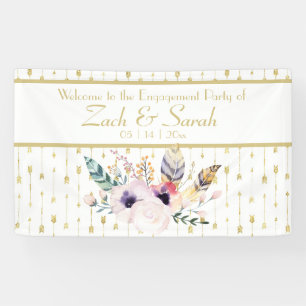 Pretty Boho Bouquet Engagement Party Banner