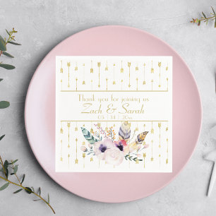 Pretty Boho Bouquet Wedding Napkin