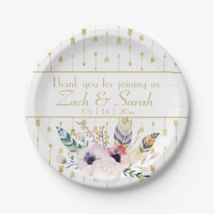 Pretty Boho Bouquet Wedding Paper Plate