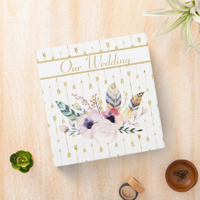 Pretty Boho Bouquet Wedding Plans Binder (In Situ)