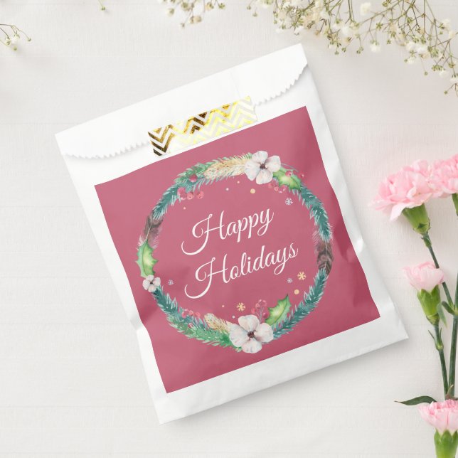Pretty Boho Holiday Wreath  Favour Bag (Sealed)