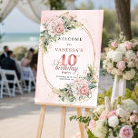 Pretty Boho Light Pink Eucalyptus 40th Birthday  Poster<br><div class="desc">✅ For matching items search 36-40 in my collections ✅ Welcome guests with this elegant baby shower welcome sign featuring soft floral artwork, eucalyptus greenery, and delicate gold glitter accents in rose gold, blush pink, or dusty pink tones. Perfect for a stylish celebration entrance. Professionally printed on Zazzle for rich...</div>